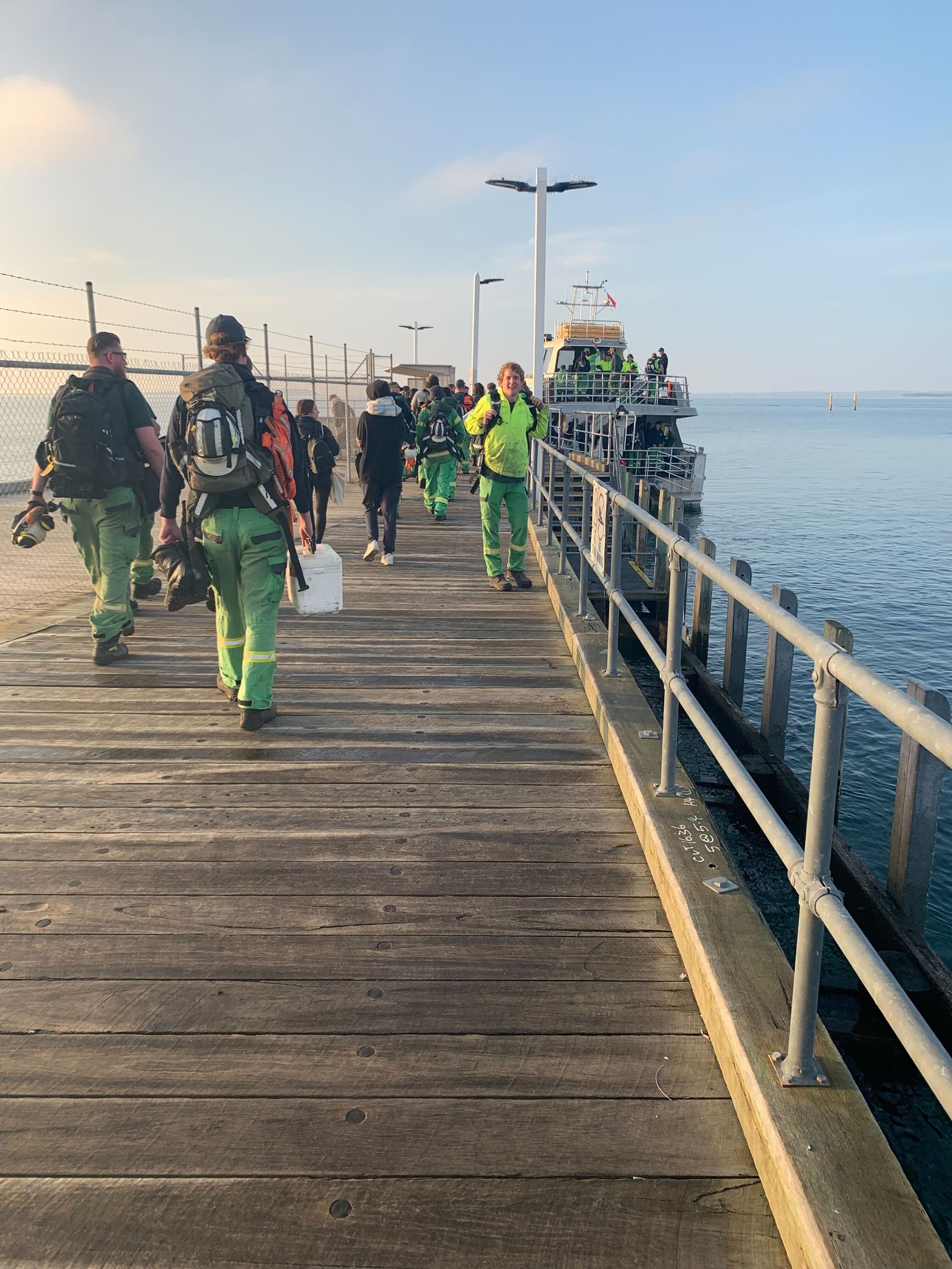 Boarding the ferry for the crossing to French Island