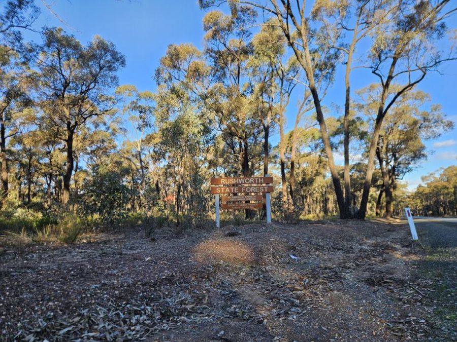 Rushworth State Forest sign