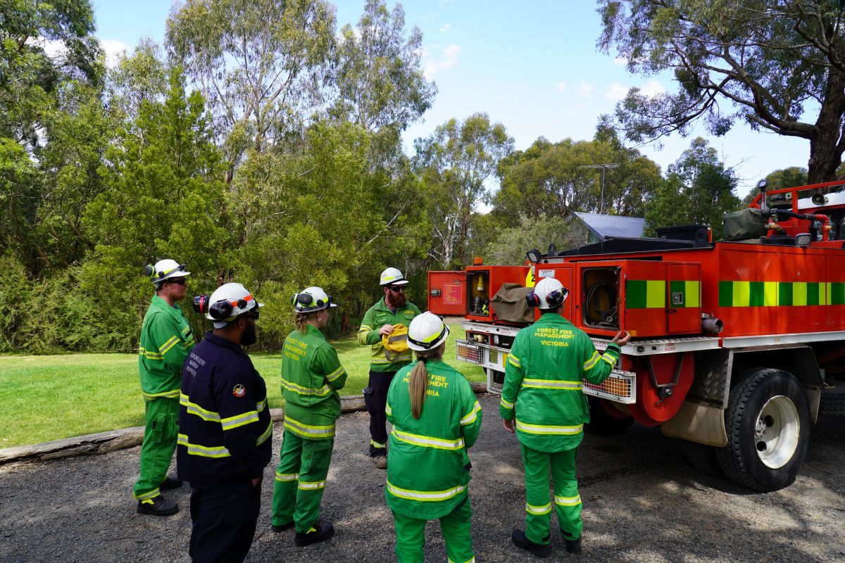 A group of five trainees attending a heavy tanker training