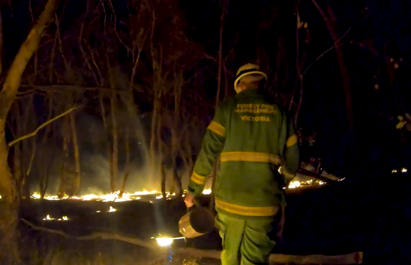 Planned burn at night