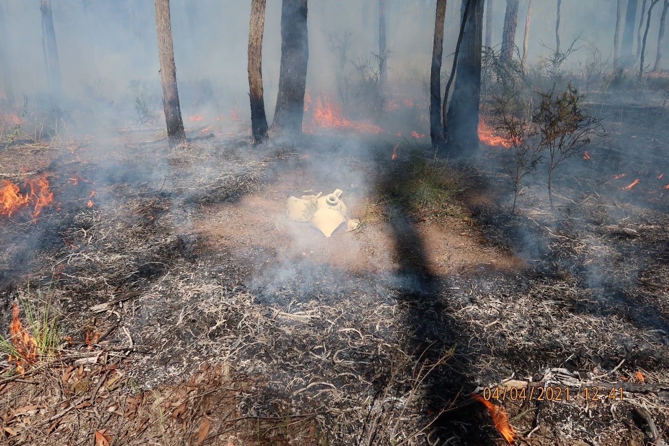 The remains of a large earthenware jug identified and protected during delivery of the Wallace Gully fuel reduction burn